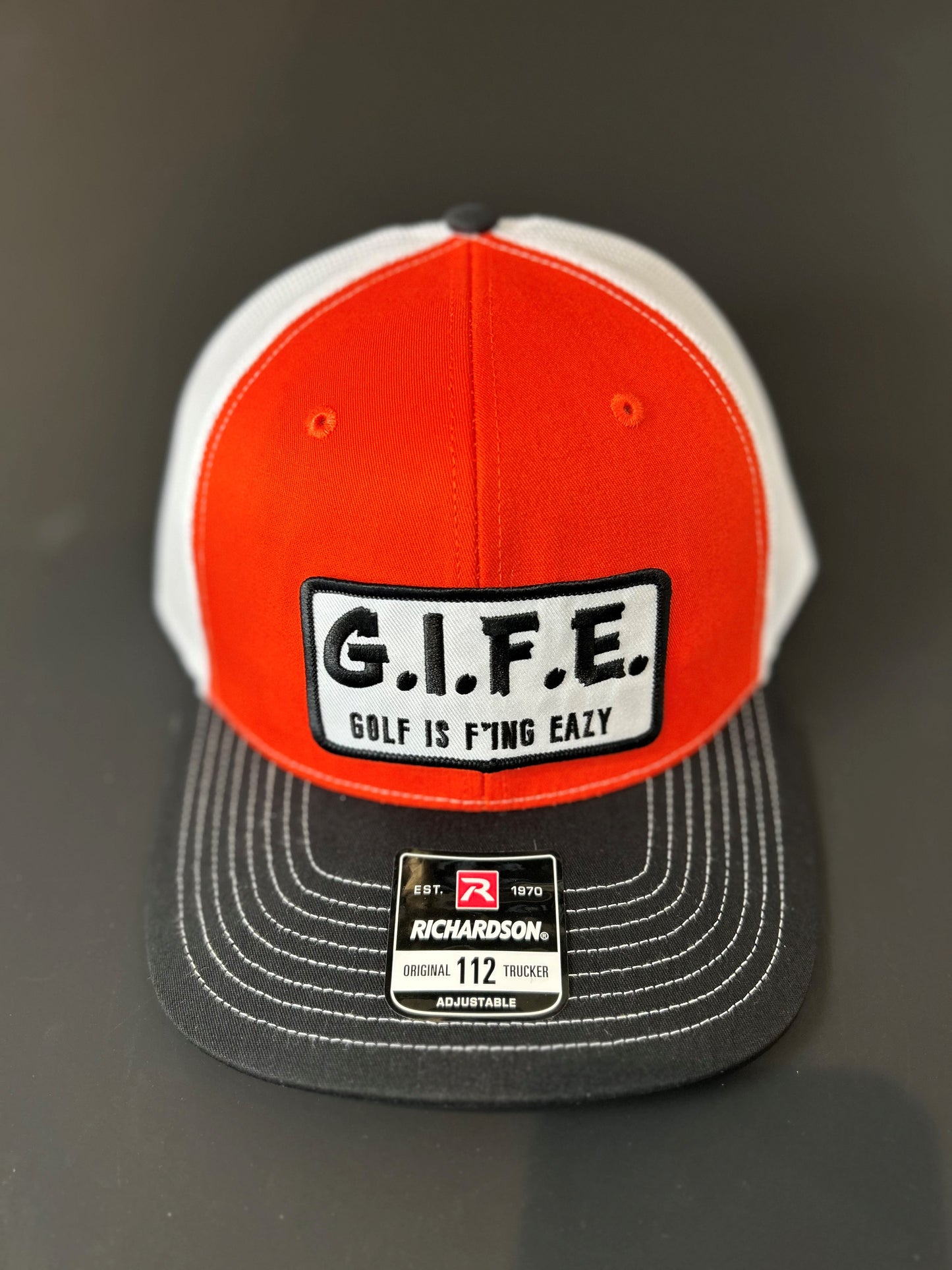 GIFE - Richardson 112 Trucker Snapback - Orange/White/Black "Parker County"