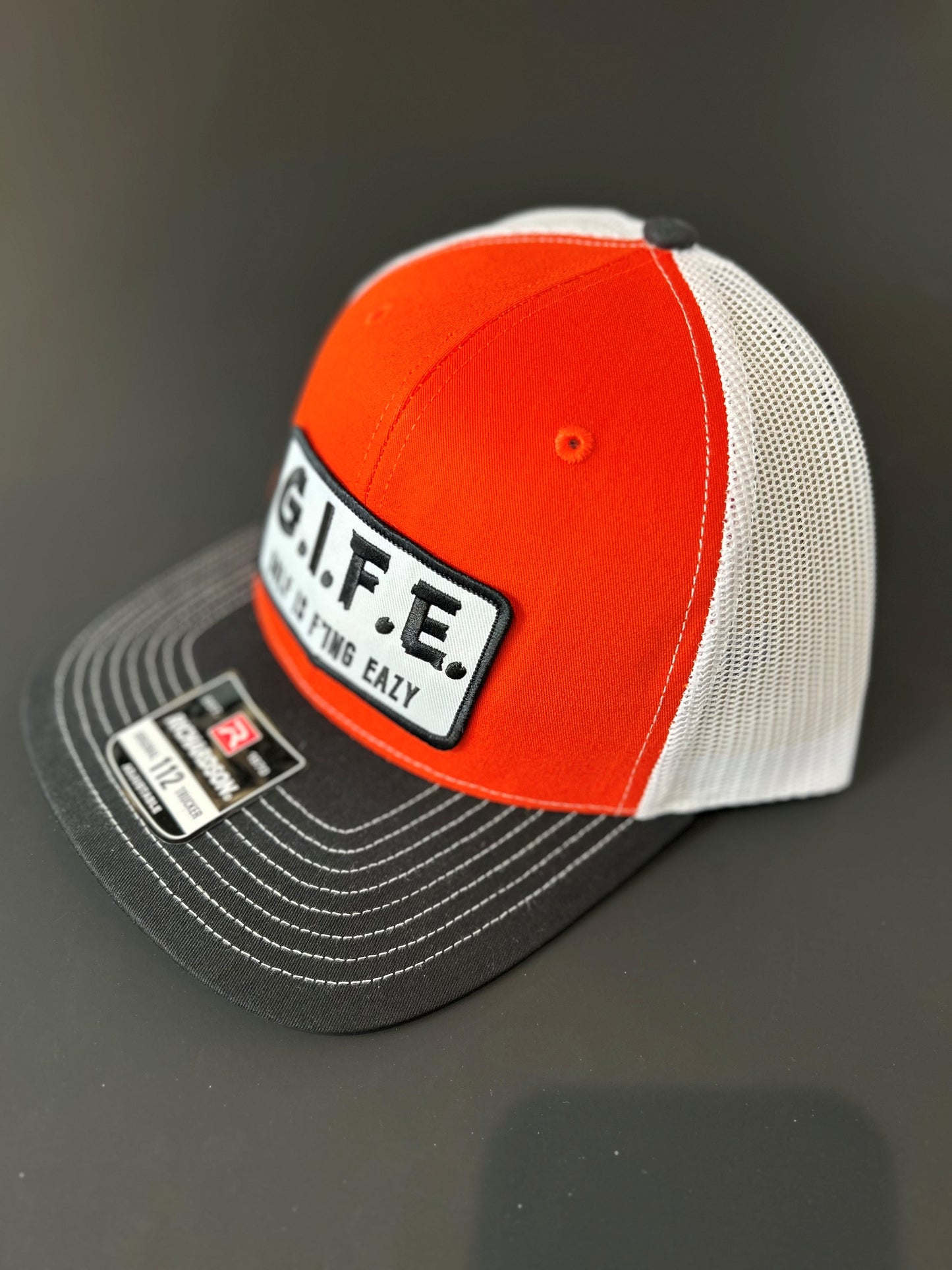 GIFE - Richardson 112 Trucker Snapback - Orange/White/Black "Parker County"