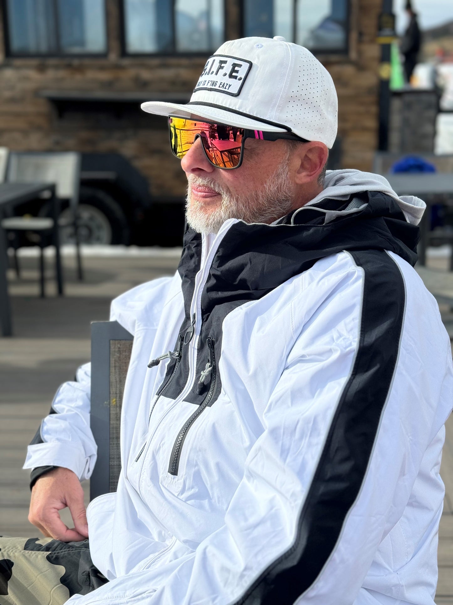 GIFE - Decky 5 Panel Perforated Performance Rope Hat - White/Black "Match Play"