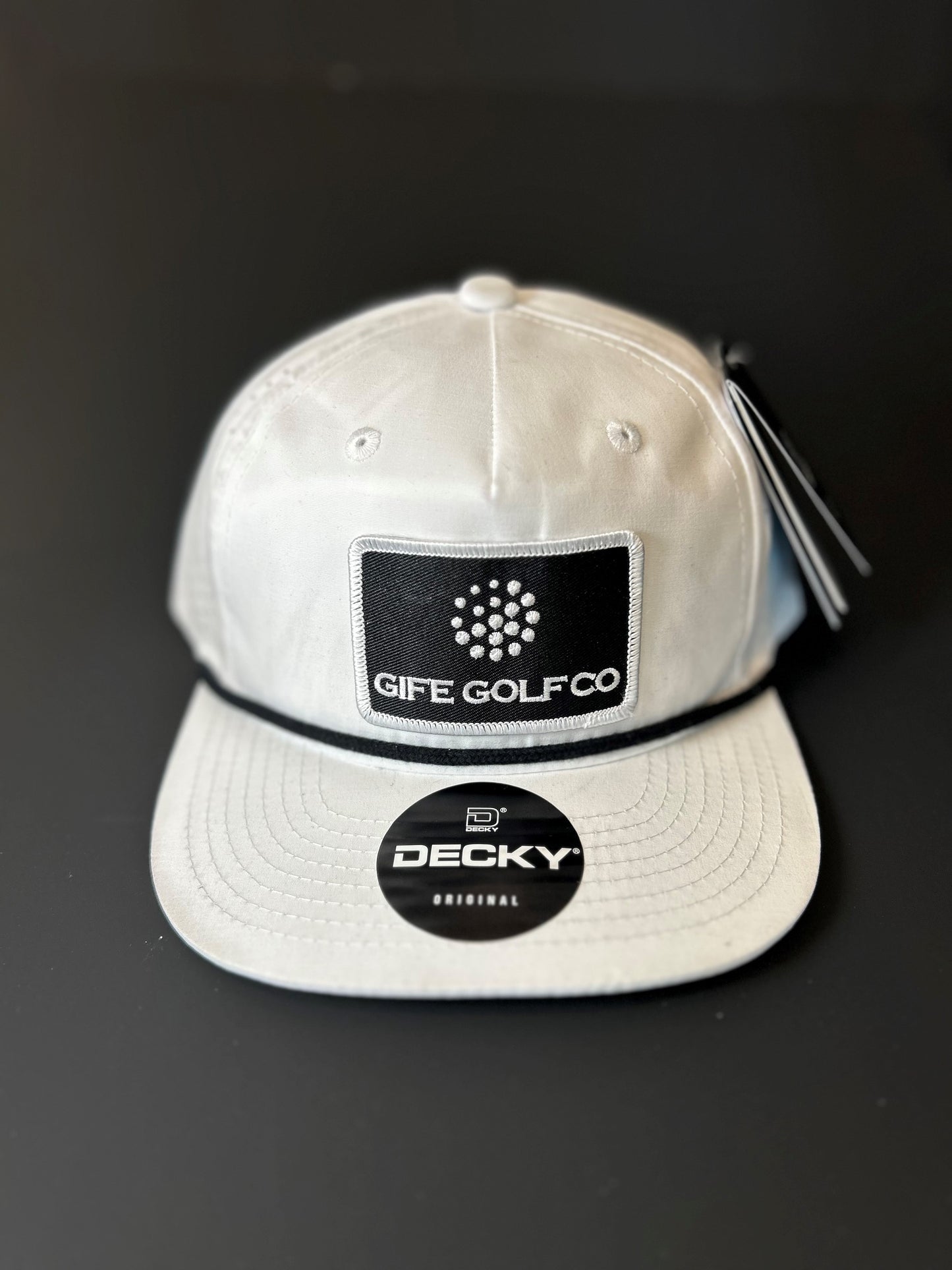 GIFE - Decky 5 Panel Perforated Performance Rope Hat - White/Black