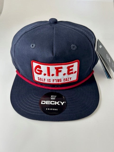 GIFE - Decky 5 Panel Perforated Performance Rope Hat - Navy/Red  "Ready Golf"