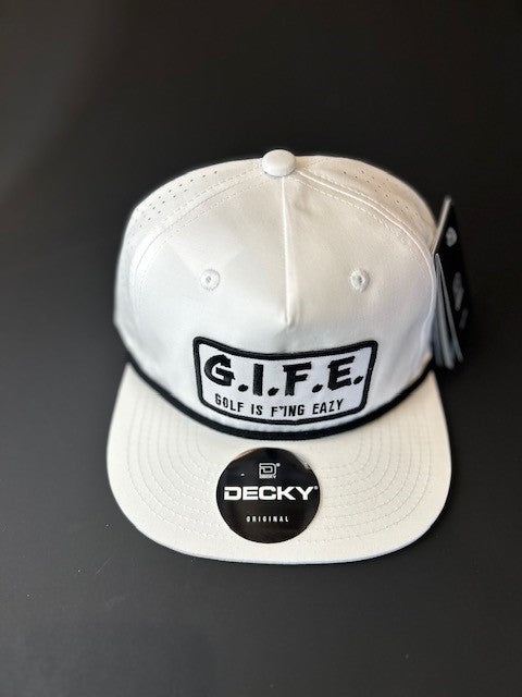 GIFE - Decky 5 Panel Perforated Performance Rope Hat - White/Black  "Match Play"