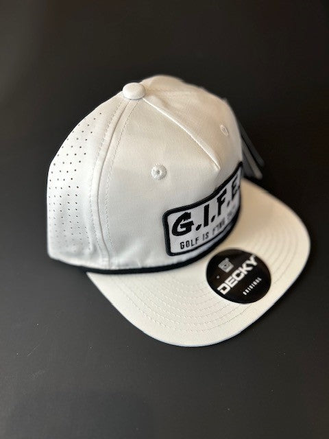 GIFE - Decky 5 Panel Perforated Performance Rope Hat - White/Black  "Match Play"