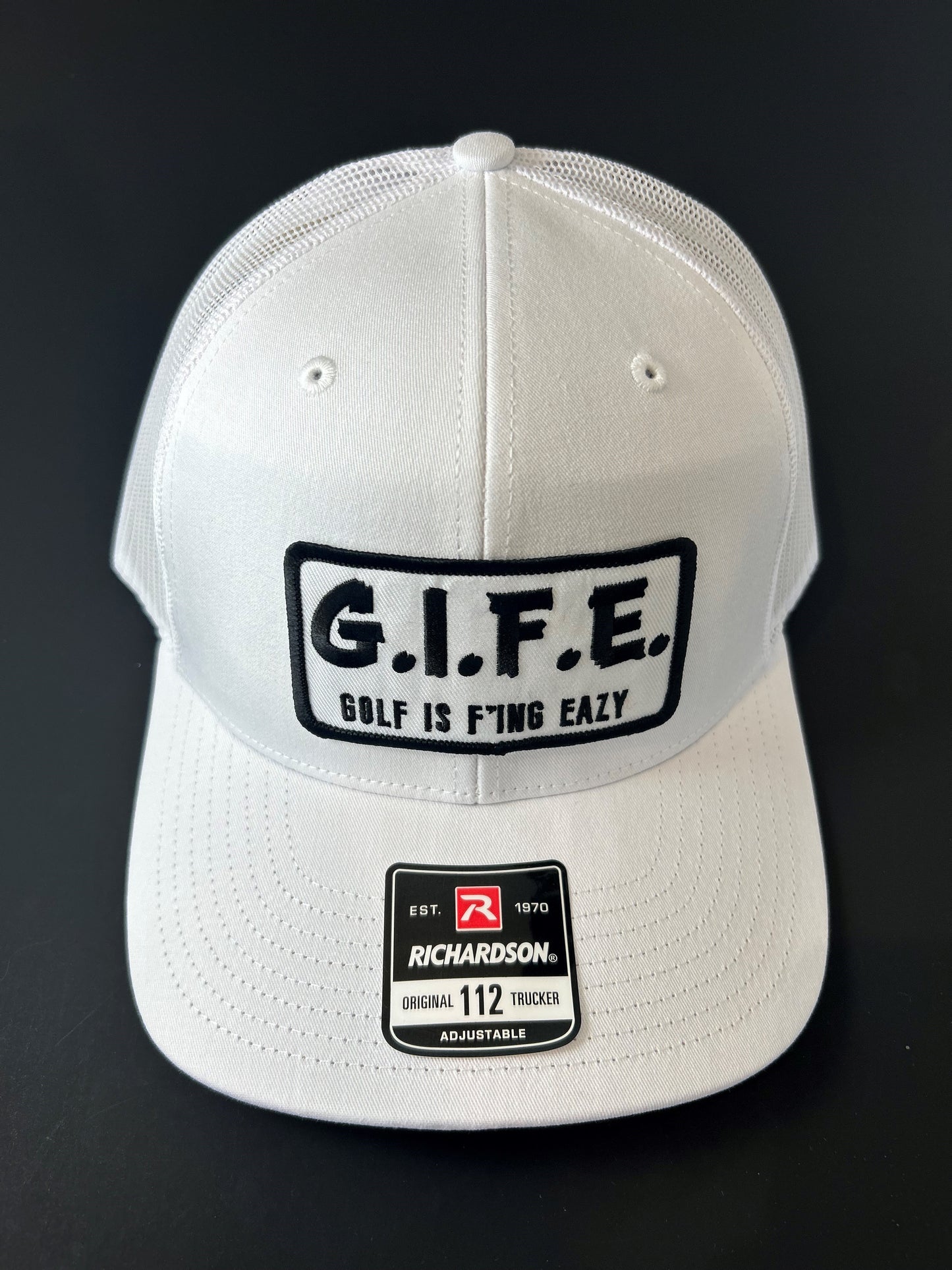 GIFE - Richardson 112 Trucker Snapback - White/Black "Tee Box"