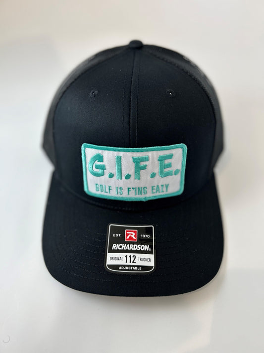 GIFE - Richardson 112 Trucker Snapback - Black/Turquoise "One Under"