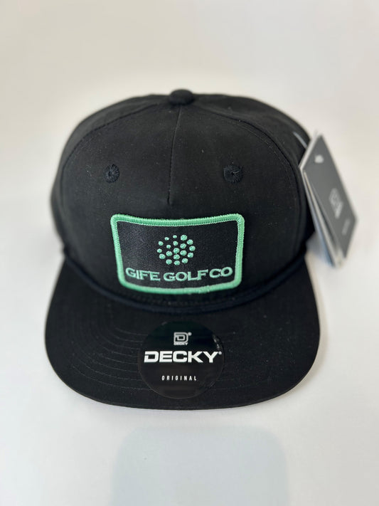 GIFE - Decky 5 Panel Perforated Performance Rope Hat - Black/Mint