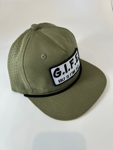 GIFE - Decky 5 Panel Perforated Performance Rope Hat - Loden/Black