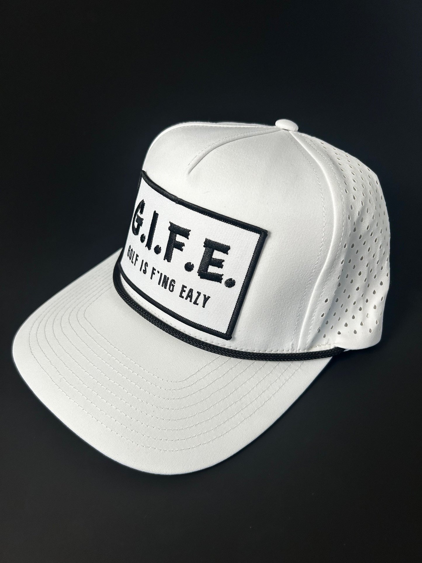 G.I.F.E. 5 Panel Performance SnapBack Golf Hat - Black Rope "Hazard"