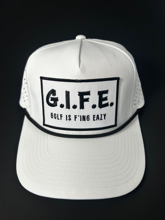 G.I.F.E. 5 Panel Performance SnapBack Golf Hat - Black Rope "Hazard"