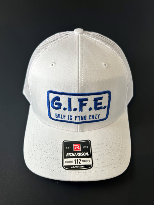 GIFE - Richardson 112 Trucker Snapback - White/Blue "Fairway"