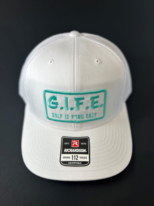 GIFE - Richardson 112 Trucker Snapback - White/Turquoise "Club House"