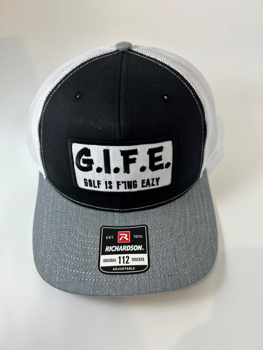 GIFE - Richardson 112 Trucker Snapback - Black/White/Grey "Flag Stick"